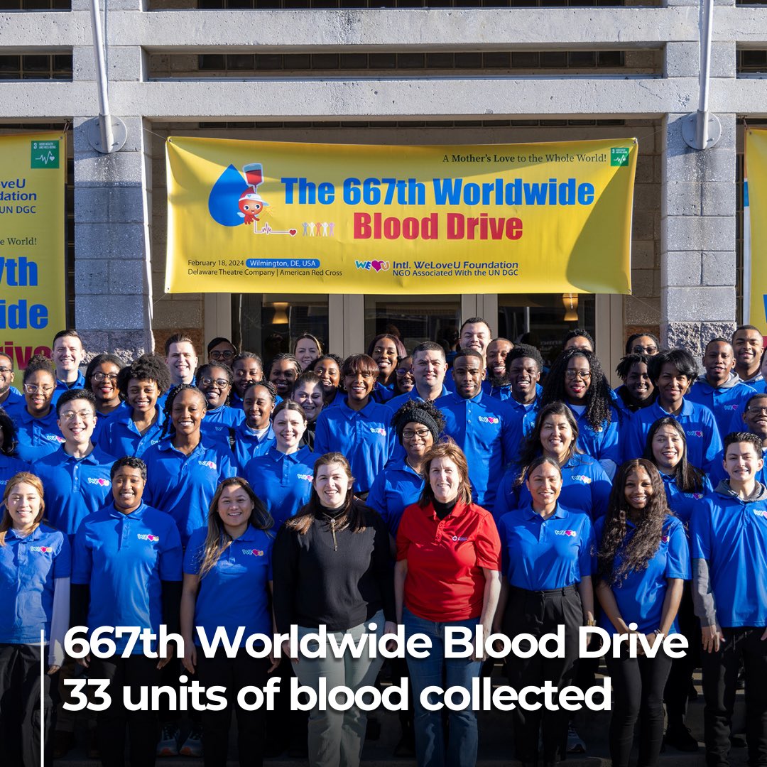 This past February WeLoveU held its 667th Worldwide Blood Drive collecting 33 units of blood, serving as a lifeline to almost 100 patients.See how you can get involved here: weloveuusa.org/get-involved/ 
Like, share and repost and help inspire others to join this need!

#WLU
#WeLoveU