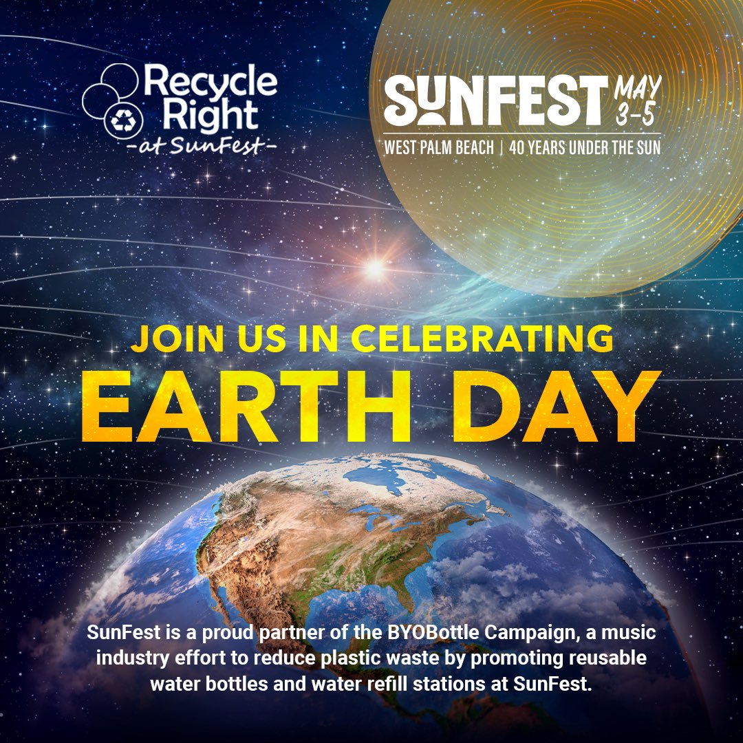 🌍 Happy Earth Day! As we are getting ready for Florida’s largest waterfront festival, remember to bring your own bottle, recycle, and show some love to our planet. ♻️ Alongside Solid Waste Authority of Palm Beach County, we’re making waves for a cleaner, greener festival season!