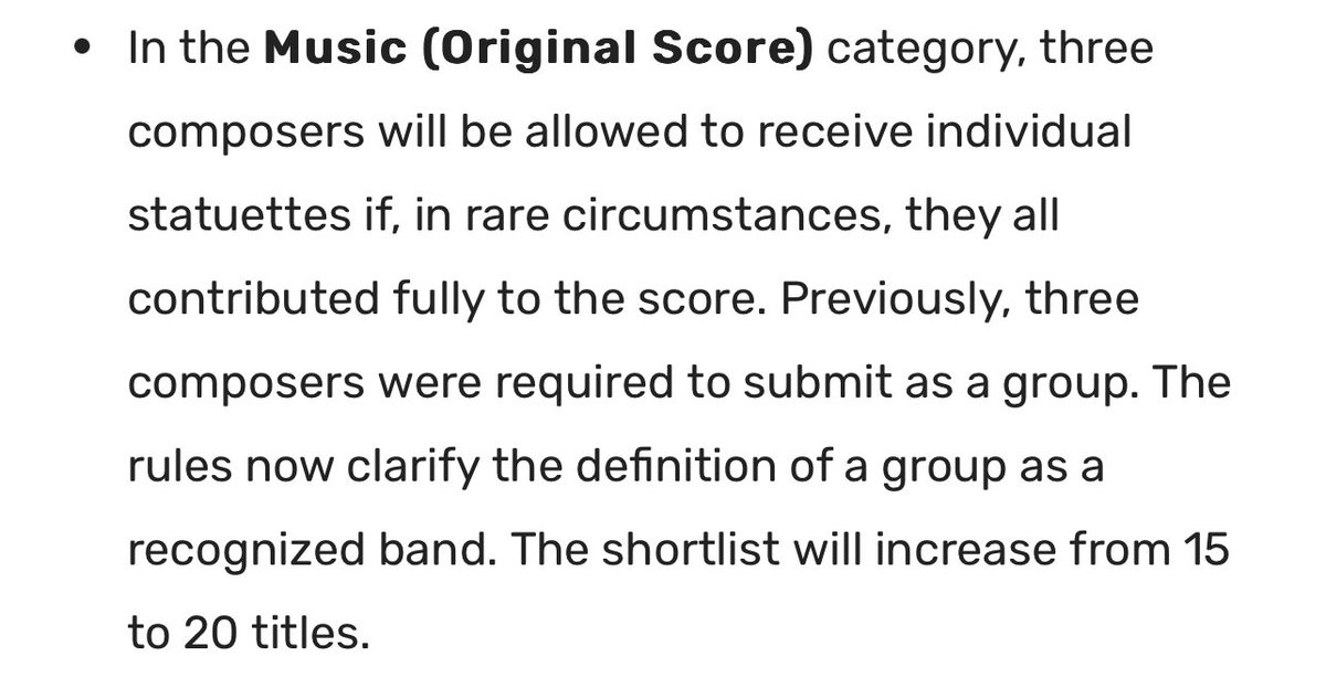 Glad they changed this rule. The prior rule (which rendered things like The Revenant ineligible) was profoundly stupid