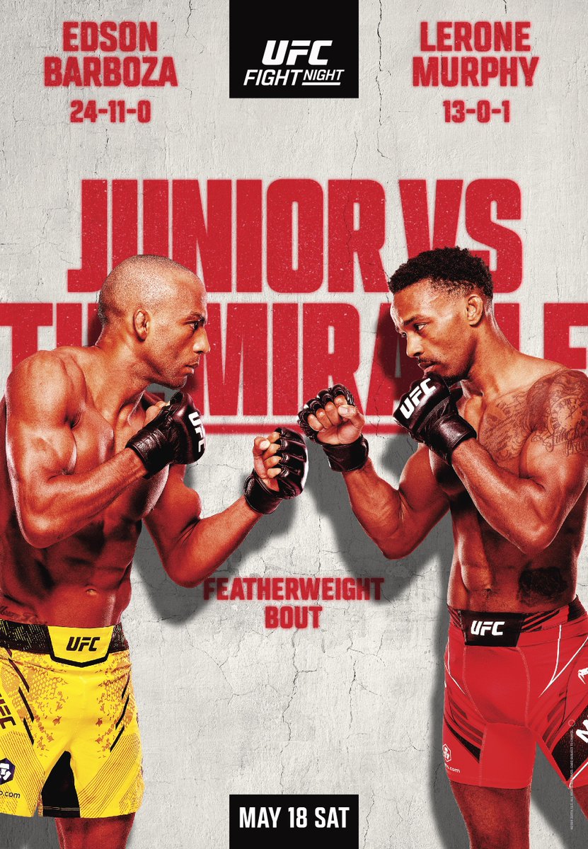 UFCEurope's tweet photo. First Poster for @LeroneMurphy! 🇬🇧

Edson Barboza vs The Miracle at #UFCVegas92 on May 18! https://t.co/uyEyEp2VG2