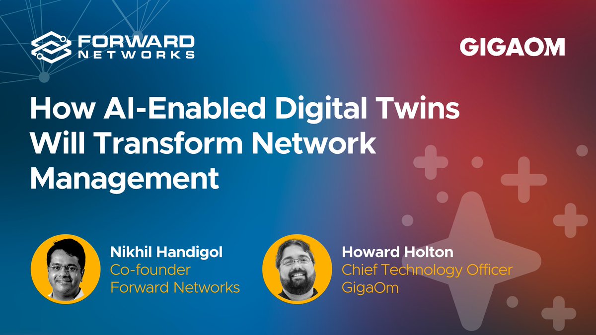 Join AI and Networking experts, Howard Holton from GigaOm and Nikhil Handigol from Forward Networks, for an insightful webinar this Thursday. They'll be exploring the symbiotic relationship between generative AI and network digital twins. Register here: bit.ly/4aXnxcE