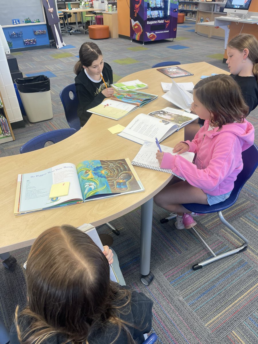 Screen free week means more time in the LRC reading poetry books. We’ve been studying what kinds of poems we see and the structure they have! Thanks <a href="/MrsSchaab/">Caroline Schaab</a> !!