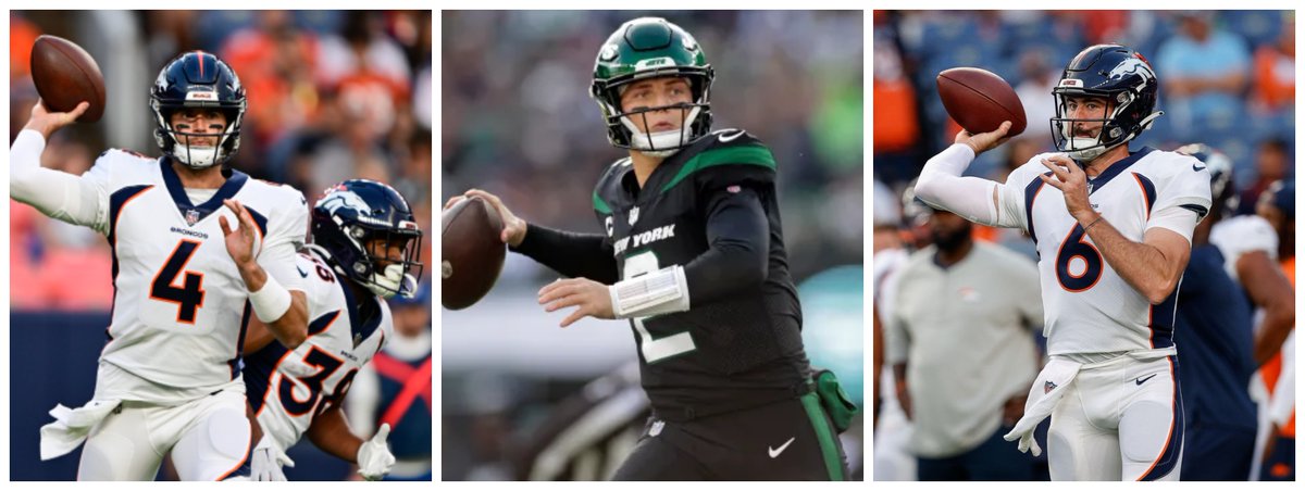 The #Broncos current QB room: - Jarrett Stidham - Zach Wilson - Ben DiNucci