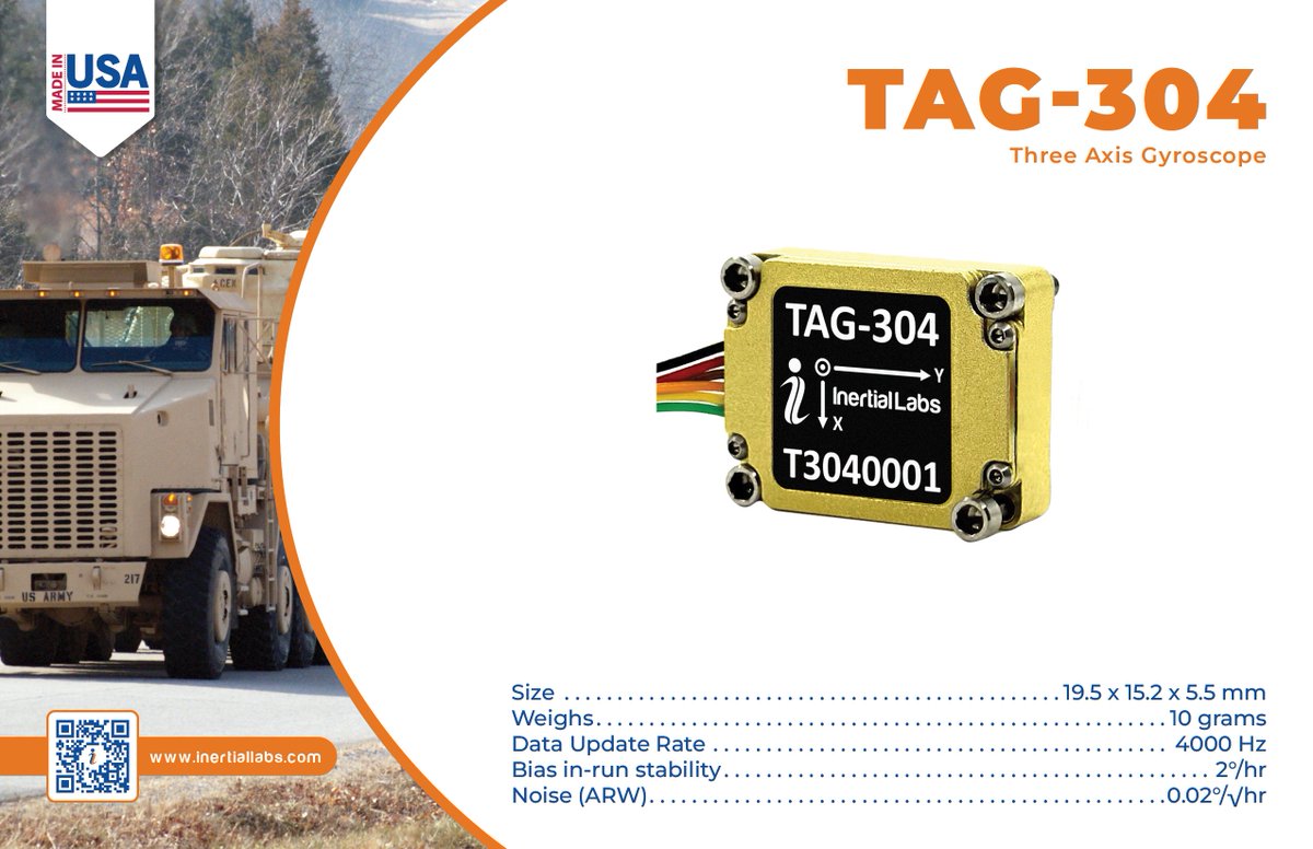 InertialLabs's tweet image. Developed for use in particularly harsh environments, the TAG-304 gyroscopes can withstand extreme shock and vibration in accordance with MIL-STD-810 ground mobile use.
Learn more about the TAG-304 here: hubs.li/Q02tG9jv0
#InertialLabs #gyroscopes #navigationsolutions