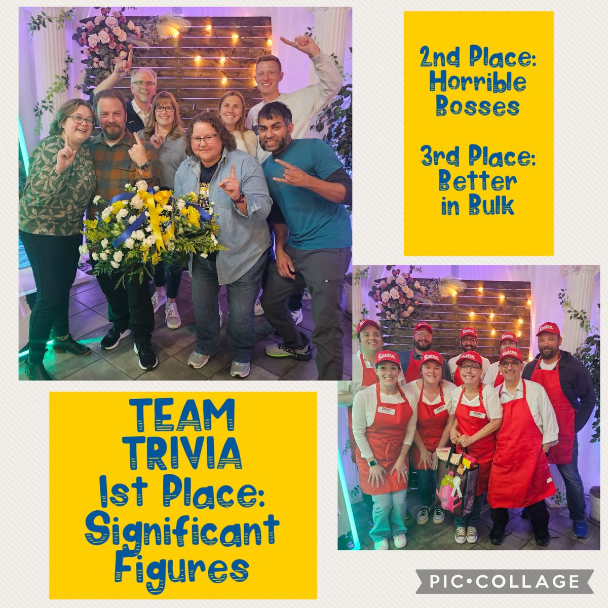 Drum roll please! 🥁🥁🥁 We are excited to announce the winners of our team trivia fundraiser this past Saturday night! Congratulations to team captain Coach Lewis, SIGNIFICANT FIGURES finished in 1ST PLACE! 2nd PLACE: HORRIBLE BOSSES 3rd Place: BETTER IN BULK from JTMMS