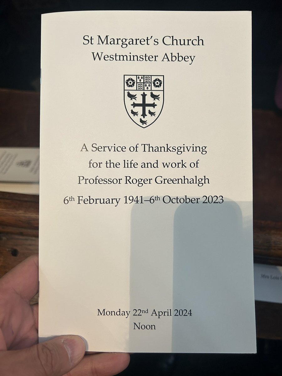 An honour & a privilege to attend the memorial service to Charing Cross Hospital legend Professor Roger Greenhalgh today. And to make a short speech at the reception afterwards. “The Prof” - as we always called him - was an amazing advocate for Charing Cross & a great friend