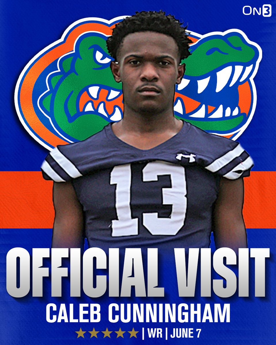 5-star WR Caleb Cunningham has locked in an official visit to Florida, according to @Corey_Bender🐊 Read: on3.com/teams/florida-…