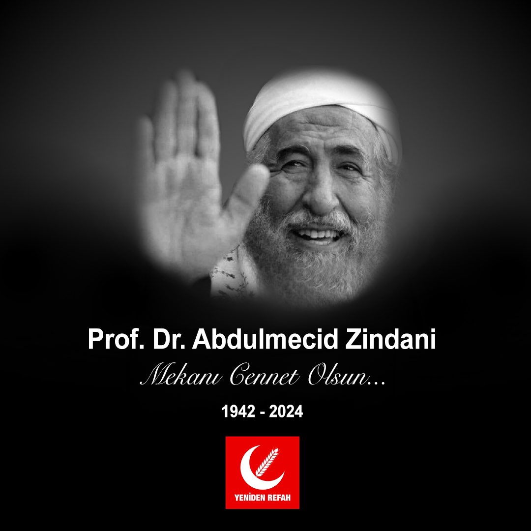 Erbakan Hocamızın dostu, Yemenli alim Prof. Dr. Abdulmecid Zindani’ye Cenab-ı Allah'tan rahmet, ailesine ve ilim camiasına başsağlığı diliyorum. Mekânı cennet, makamı âli olsun..