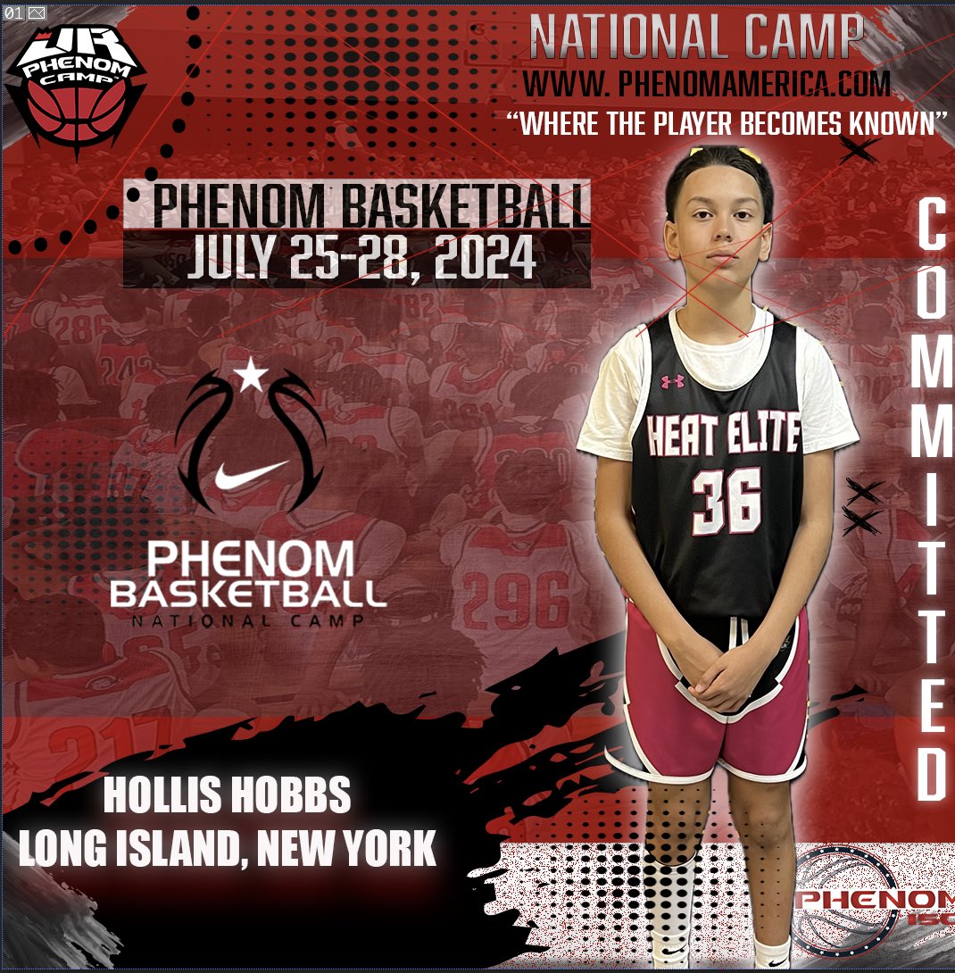 Phenom Basketball is excited to announce that Hollis Hobbs from Long Island, New York will be attending the 2024 Phenom National Camp in Orange County, California on July 25-28!
.
.
#wheretheplayerbecomesknown
#PhenomAmerica #PhenomNationalCamp #Phenom150 #jrphenomcamp