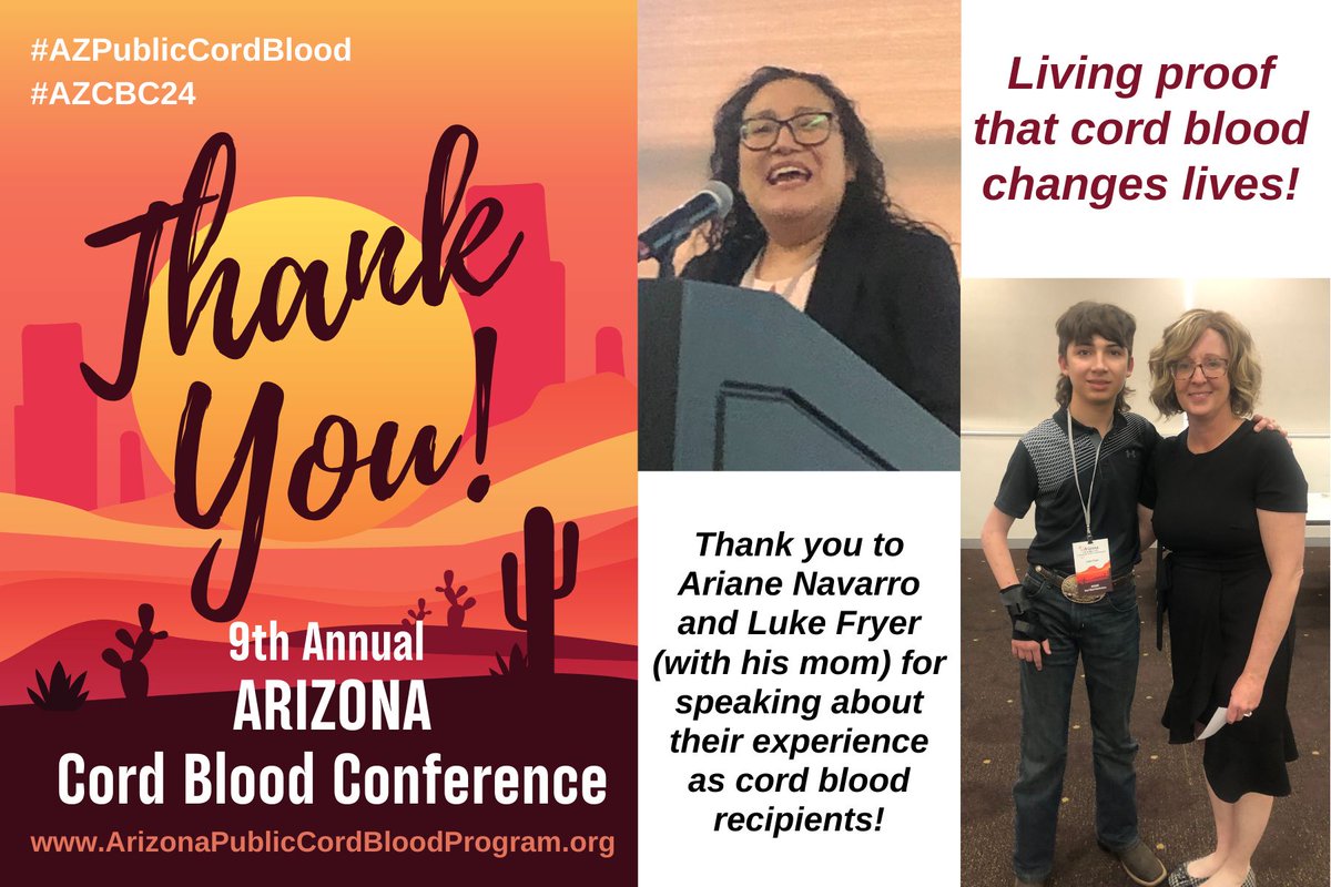 What a joy to meet 2 #cordblood recipients at the #Arizona Cord Blood Conference last week! Fascinating to hear how cord blood was to treat Ariane's #cancer and Luke's #cerebralpalsy. Amazing! buff.ly/2C6gxPY
#AZCBC24 #MedEd #StemEd #OBGYN #nursing #oncology #hematology