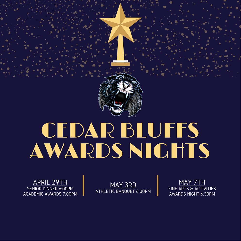 Our Annual Awards Nights are coming up! Make sure to RSVP or contact Mr. Brinkman or Mrs. Sass if you have not received your invite yet.