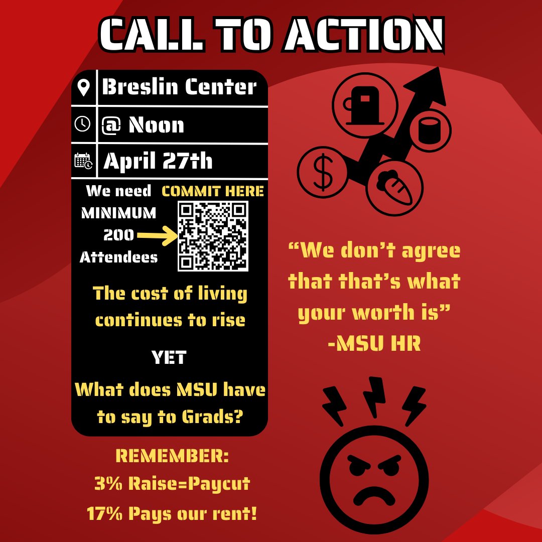 The GEU has been fighting for fair pay at the bargaining table but grad students need to join us **en masse** in this fight!! On 4/27 we'll be holding an Action at graduation. We need 200 people to join and we're already about half way there!
forms.gle/3wsM6n3MQTh8jf…