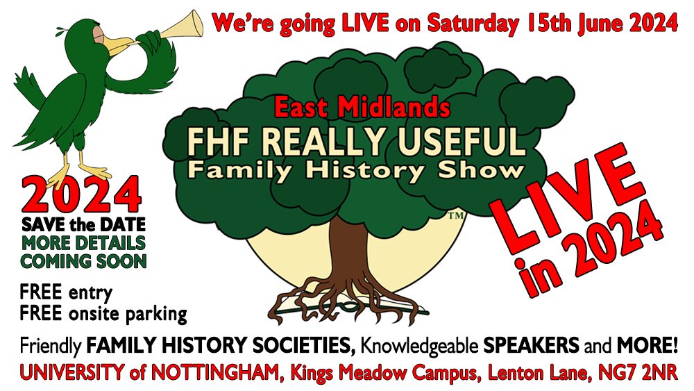Come along to our LIVE Really Useful Show in Nottingham on Saturday 15th June! #FamilyHistory #Genealogy fhf-reallyuseful.com/2024-live