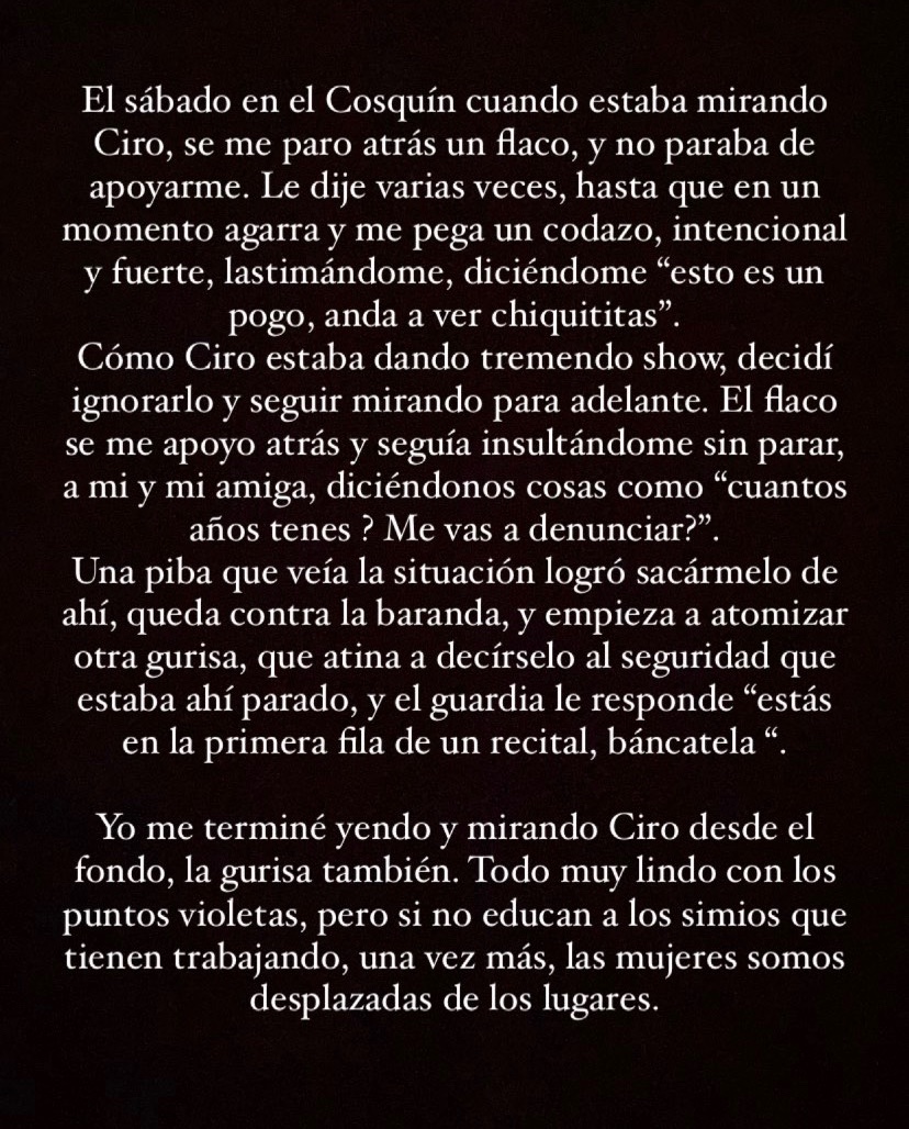 La verdad yo no soy mucho de los escraches y esas cosas, pero quería contar una situación fea que me pasó el sábado.