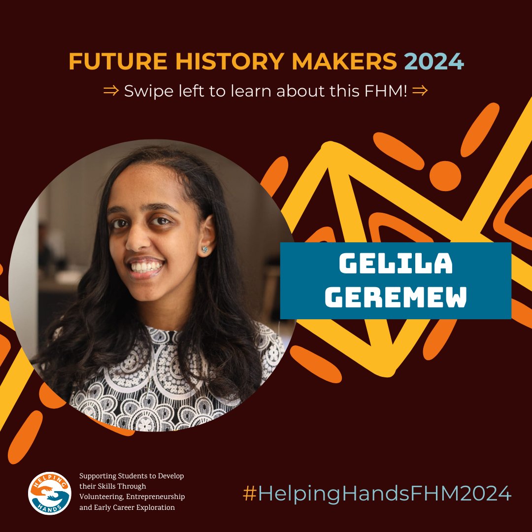 helpinghands's tweet image. Today’s #HelpingHandsFHM is Gelila Geremew!

We are highlighting Future History Makers and are sharing their stories on @helpinghands social media. Follow us for more!

#FHM2024 #FutureHistoryMakers @MyCarletonU @ottawacity