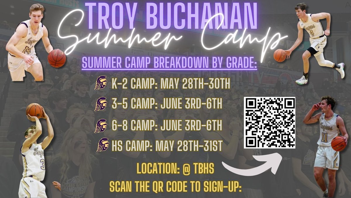 TBHS_Boys_Hoops's tweet photo. 🚨K-12 Summer Camps🚨 - It’s that time of year again for our summer 🏀 camps for grades K-12! Listed below is the link to get signed up/more information.  Looking forward to another great turnout of current &amp; Future Trojans for our camps! 

💻 - https://t.co/Y5AIhE192c https://t.co/0BcSgL5YkD