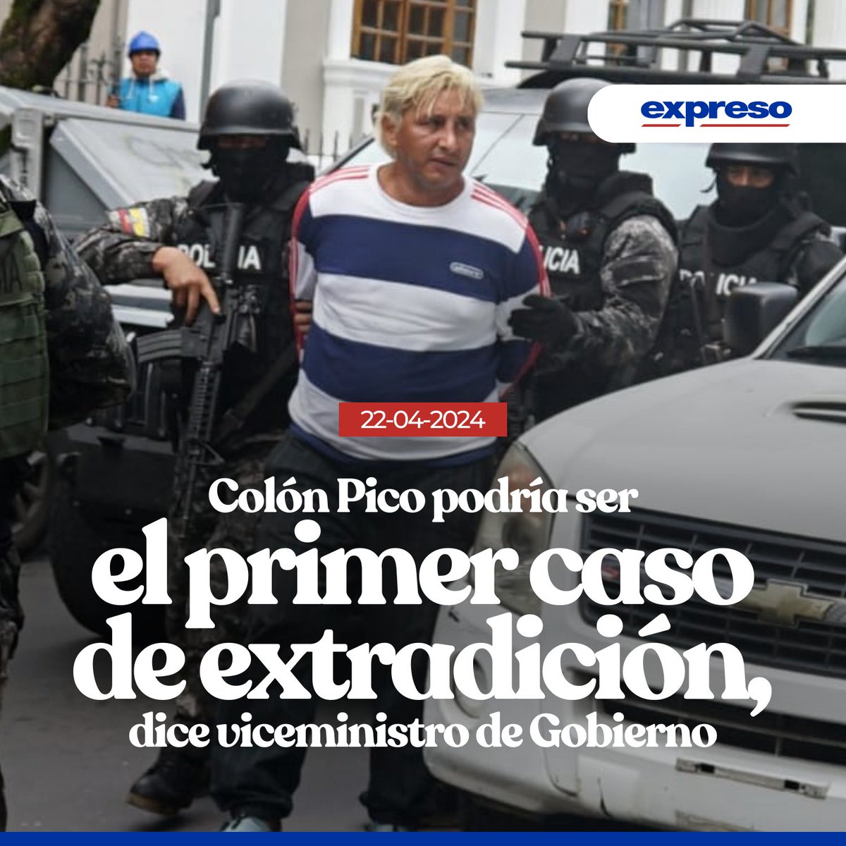 El viceministro de Gobierno, Esteban Torres, explicó que tras la victoria del SÍ en la pregunta B del Referéndum que, entre otras cosas, promovía legalizar la extradición de ecuatorianos, Colón Pico podría ser uno de los primeros casos. Revísalo aquí 👉 bit.ly/49OcC4h