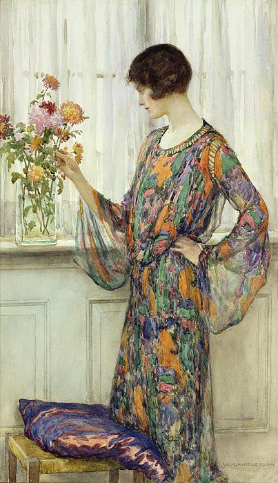 🎨William Henry Margetson (1861 - 1940) Arranging flowers, 1920