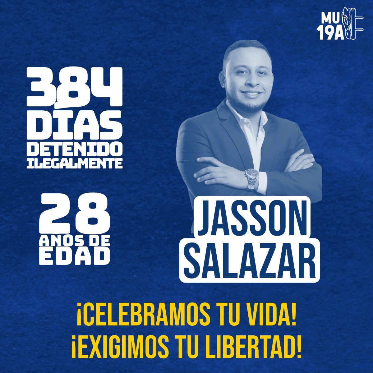 Hoy, en su cumpleaños, elevamos nuestras voces para celebrar su vida, valentía y resistencia. Queremos que tu día, Jasson, esté lleno de esperanza y fortaleza mientras continuamos luchando por tu libertad. #LiberenAJassonSalazar #SOSNicaragua