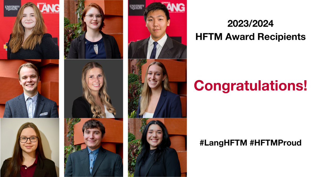 Annually, HFTM recognizes and celebrates the accomplishments of our students.  They have worked hard to achieve not only academic goals, but many have also participated in extracurricular activities. Congratulations to our 9 students! Read more: uoguelph.ca/hftm/news/2024…