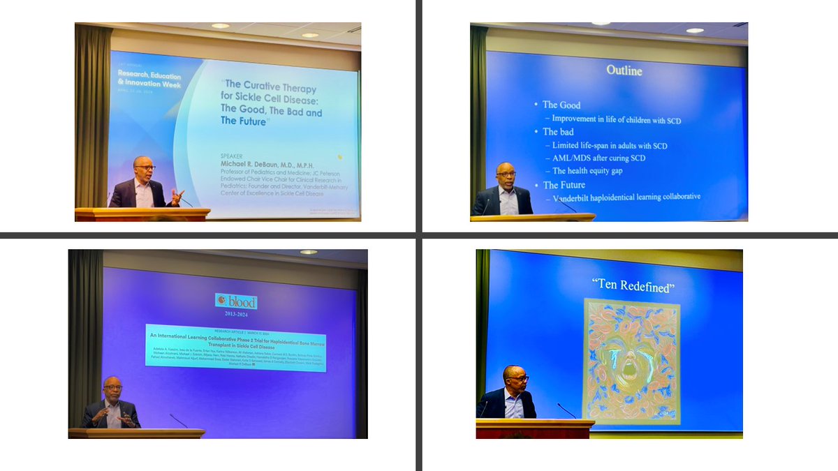 Fantastic talk by Dr Michael DeBaun on 'The curative therapy for sickle cell disease: The good, the bad and the future'!!
pubmed.ncbi.nlm.nih.gov/38493482/
#REIWeek2024 @ChildrensNatl @VUmedicine #SickleCellDisease #SickleCell #TenRedefined