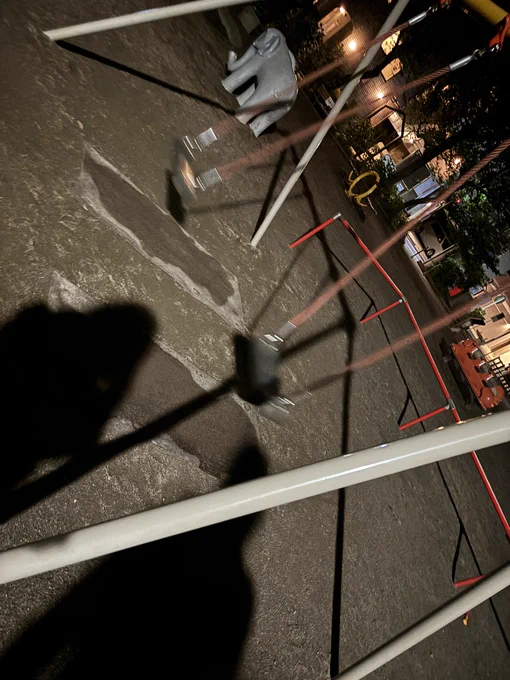 夜の公園で遊んだ。 