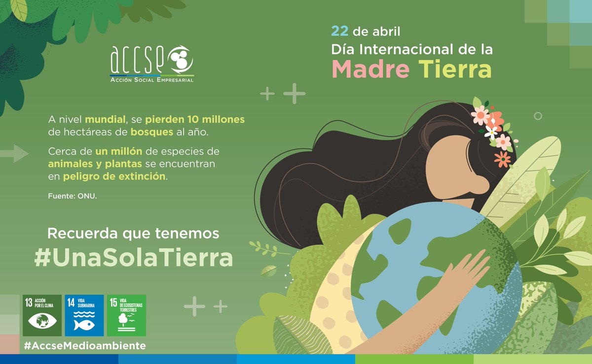 #22deAbril #DiaInternacionaldelaMadreTierraRecuerda que tenemos #UnaSolaTierra 🌎🤲#accsemedioambiente #MedioAmbiente #RSE #esr #ESG #GeneraciónRestauración #biodiversidad #ProtecciónAmbiental #sostenibilidad #ODS2030 #PactoMundial #DiaDeLaTierra #EarthDay2024 #earthday