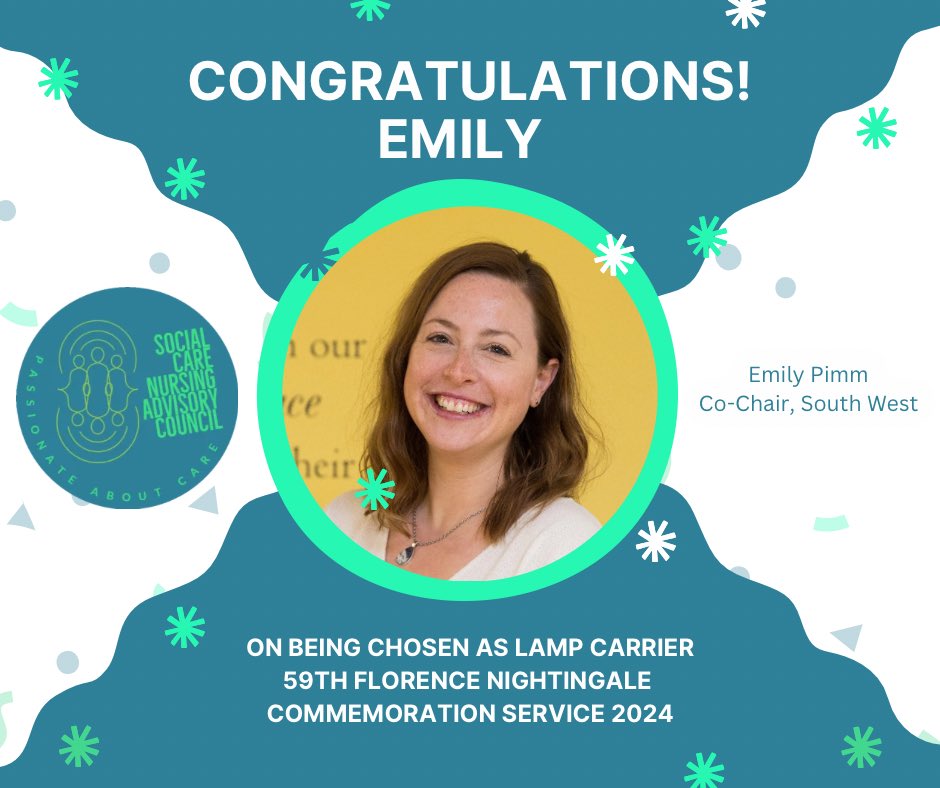 Sending out huge congratulations to @PimmEmily one of @SCNACs co chairs on being selected as lamp carrier for @FNightingaleF 59th commemoration event in May. #scnacs #socialcarenurses