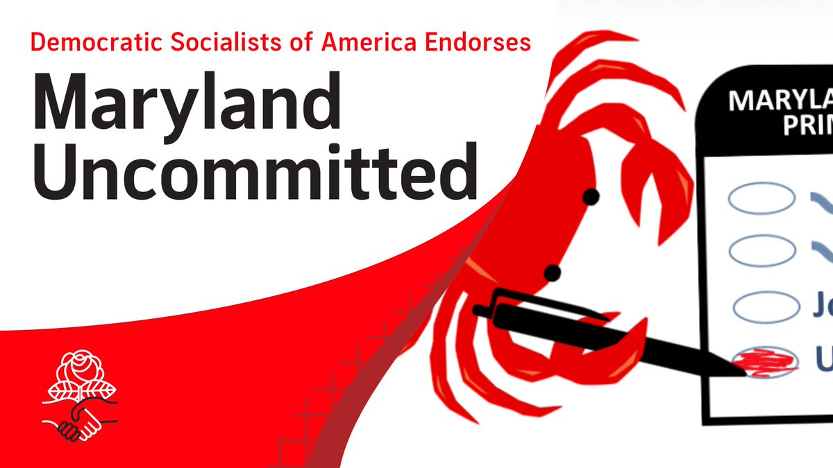 DSA is proud to endorse Vote Uncommitted Maryland & Uncommitted New Jersey, the newest additions to the national #uncommitted campaign calling for a permanent ceasefire in Gaza.