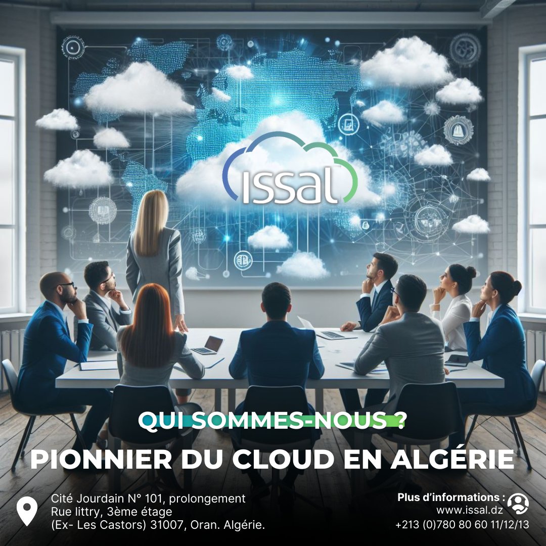 issal's tweet photo. #ISSAL, leader du Cloud en Algérie, votre partenaire de confiance pour tous vos besoins IT, #CloudComputing , messagerie , suite collaborative et de protection des données.
#InnovationAlgérienne #SolutionsFiables #dz https://t.co/omr7XeUqFV