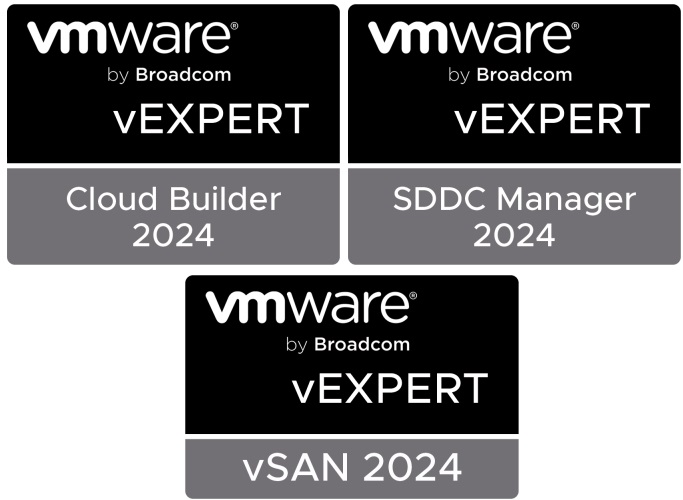 maciejlosek's tweet photo. Just received three hasztag#vExpert sub program awards #CloudBuilder #SDDCManager and #vSAN. Super glad to be part of these groups ๐ฅ๐ฅ๐ฅ
#vCommunity @vExpert @vmwarevcf @vmwarevsan @VMware @Broadcom https://t.co/DWrsnU1n3C