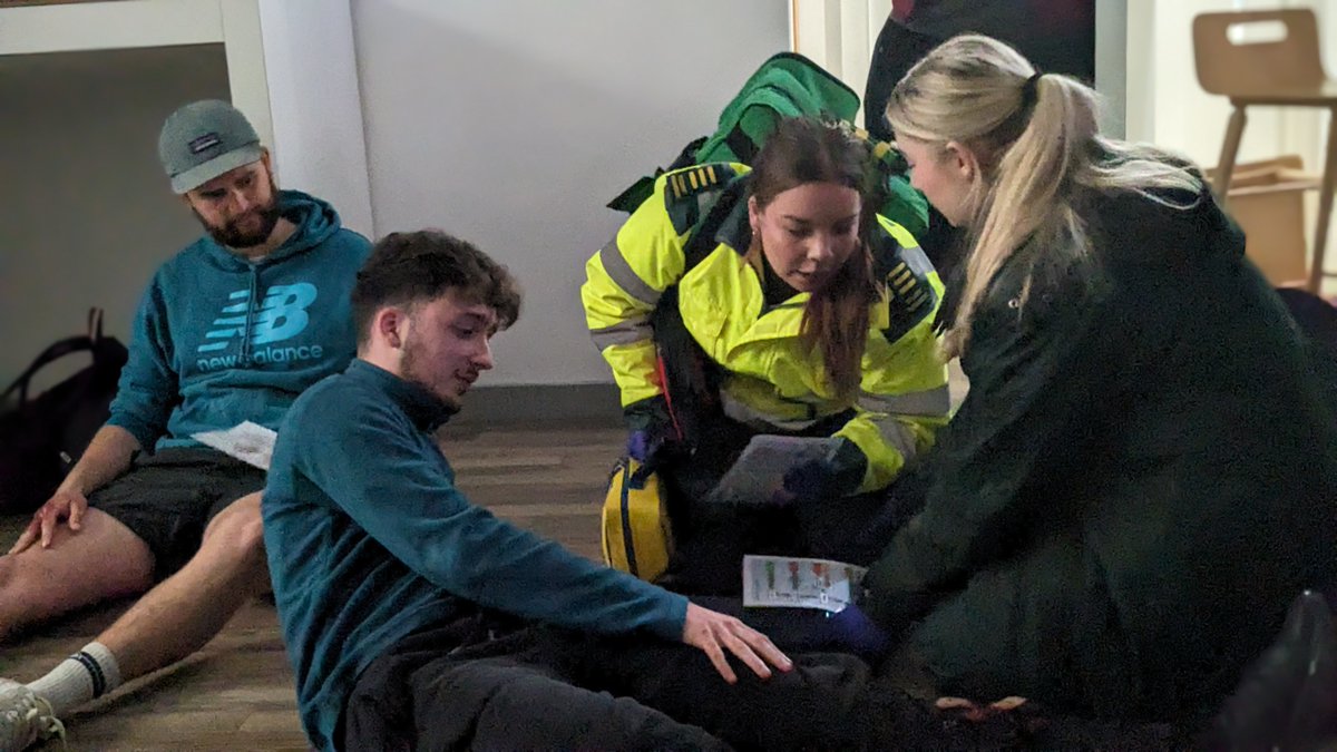 Fantastic to see our UoG physiotherapy students showcasing their acting skills for our major incident simulation on campus today #operationrockfall