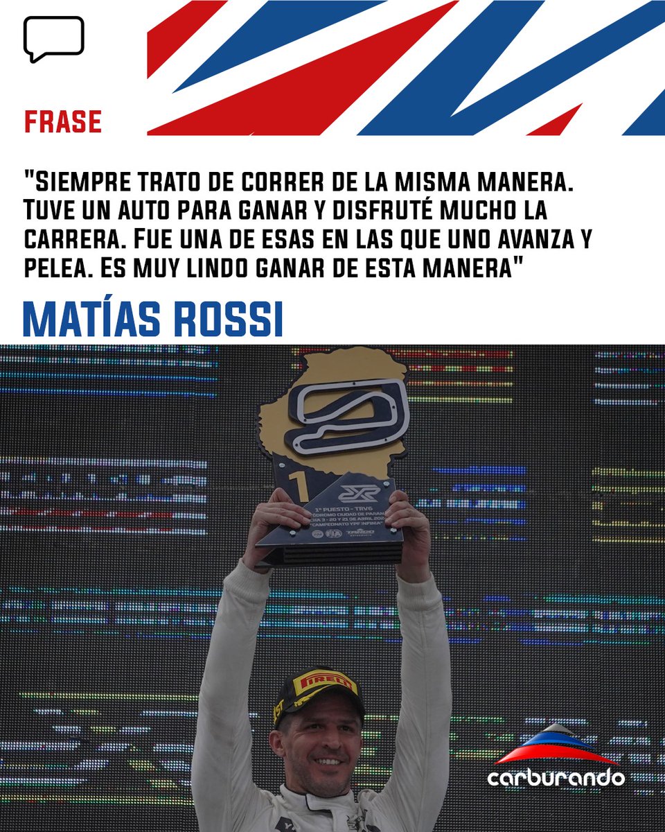 🥇🗣️ @rossimatias dialogó con #CarburandoRadio luego de la gran victoria conseguida el fin de semana del @TopRaceOk en Paraná. 

#TopRace #Rossi #TRV6