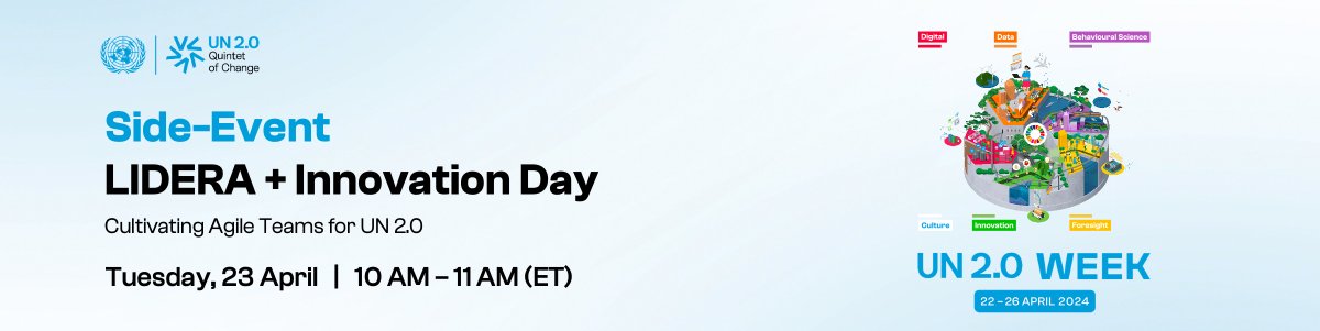 emagineitall's tweet photo. The NewWork network and LIDERA leadership community have teamed up with colleagues from Geneva, Vienna and Guatemala to share with you the impact of implementing agile teams and how it contributes to @UN 2.0.

📅 23 April
⏲️ 10-11 AM ET
🔗 Register: https://t.co/XYw0h4o5RT https://t.co/77PgJsbMGB