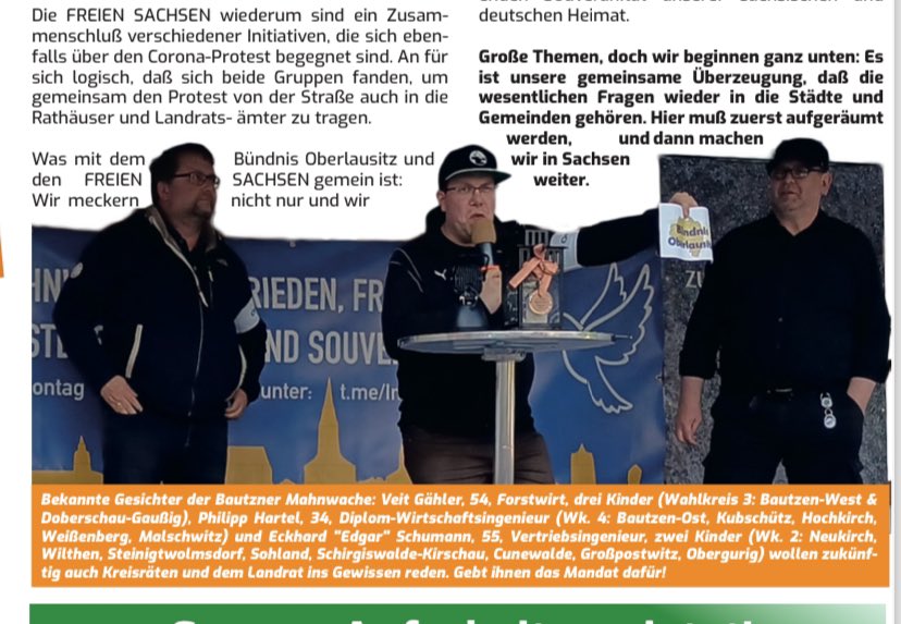 Die „Freien Sachsen“ haben nun auch öffentlich bekanntgegeben, wer für sie in #Bautzen bei den Kommunalwahlen antritt. Macht die Einordnung des LfV #Sachsen die Mahnwache betreffend für mich immer weniger nachvollziehbar