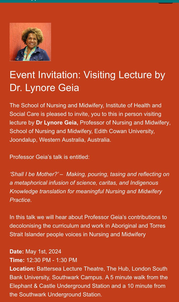 Very excited to share this invitation with you all to hear @LynoreGeia speak at @lsbu register here forms.office.com/e/AXBYNUGrY3