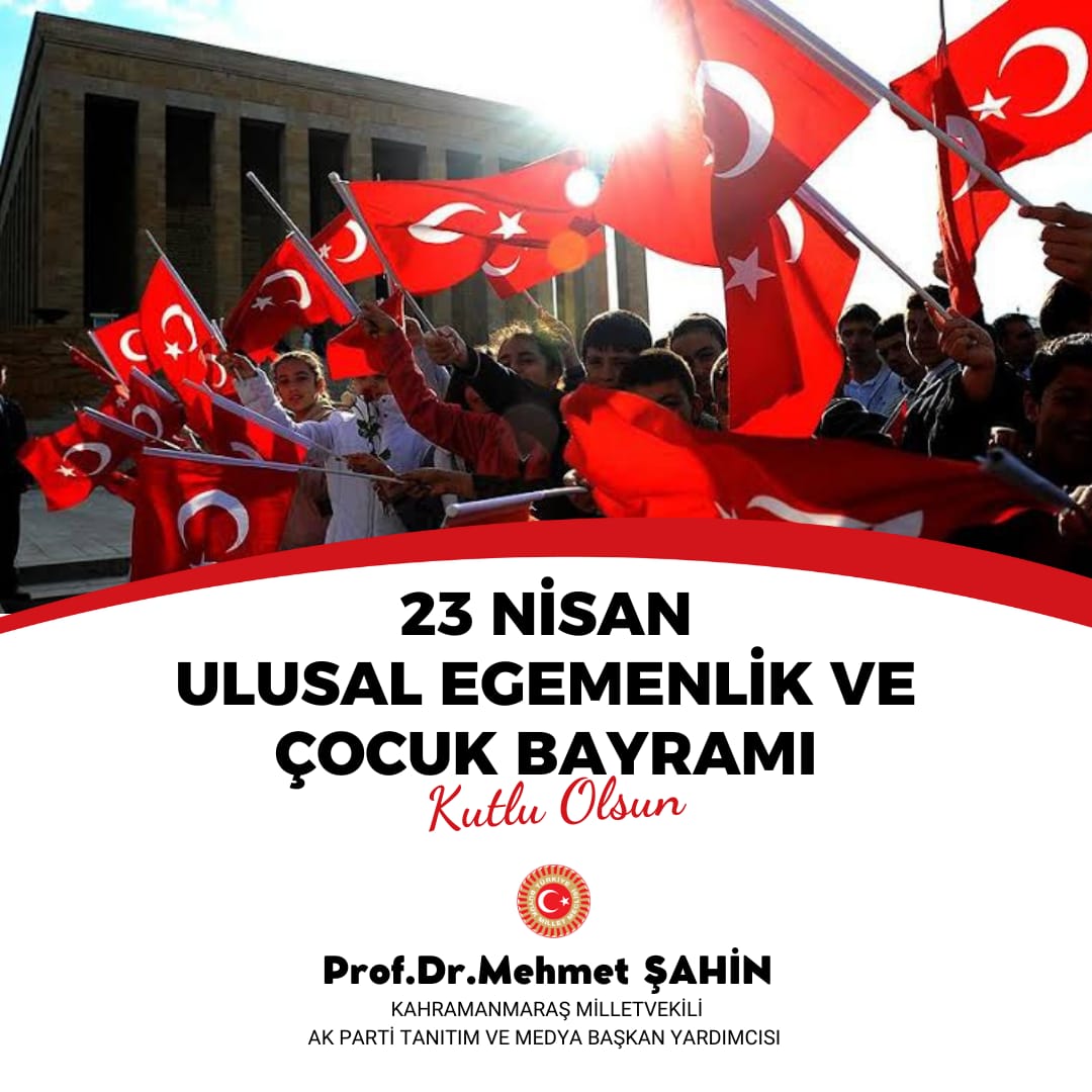 Türkiye Büyük Millet Meclisi’mizin 104. kuruluş yıl dönümünü, ülkemizin ve dünyanın tüm çocuklarının #23Nisan Ulusal Egemenlik ve Çocuk Bayramını en samimi duygularımla kutluyorum.