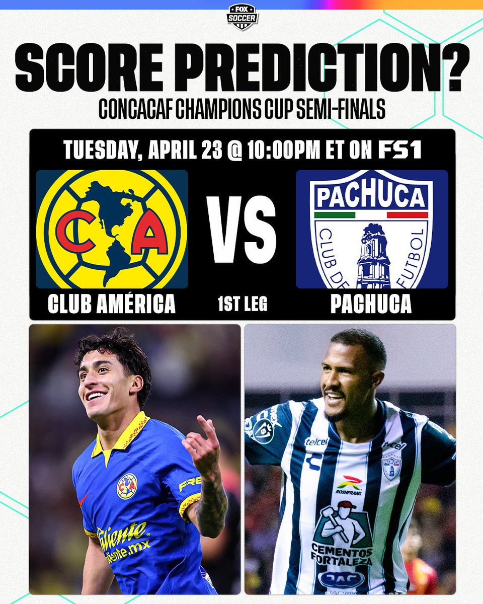 The semi-finals of Concacaf Champions Cup begin TOMORROW on FS1!🍿 Drop your score predictions for América vs Pachuca ⬇️