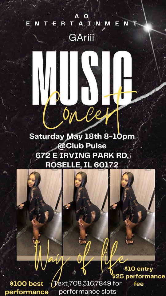 AO Entertainment Music Concert May 18th 8-10pm  #femaleartist #chicagoartist #hiphop