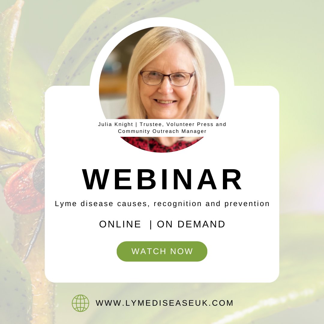 🕷 Our Lyme disease prevention webinar raises awareness of Lyme disease and shares some helpful tips, ideal for use either by individuals or organisations. It’s totally free and available on demand from our website at any time 👇 lymediseaseuk.com/webinar/ #lymedisease