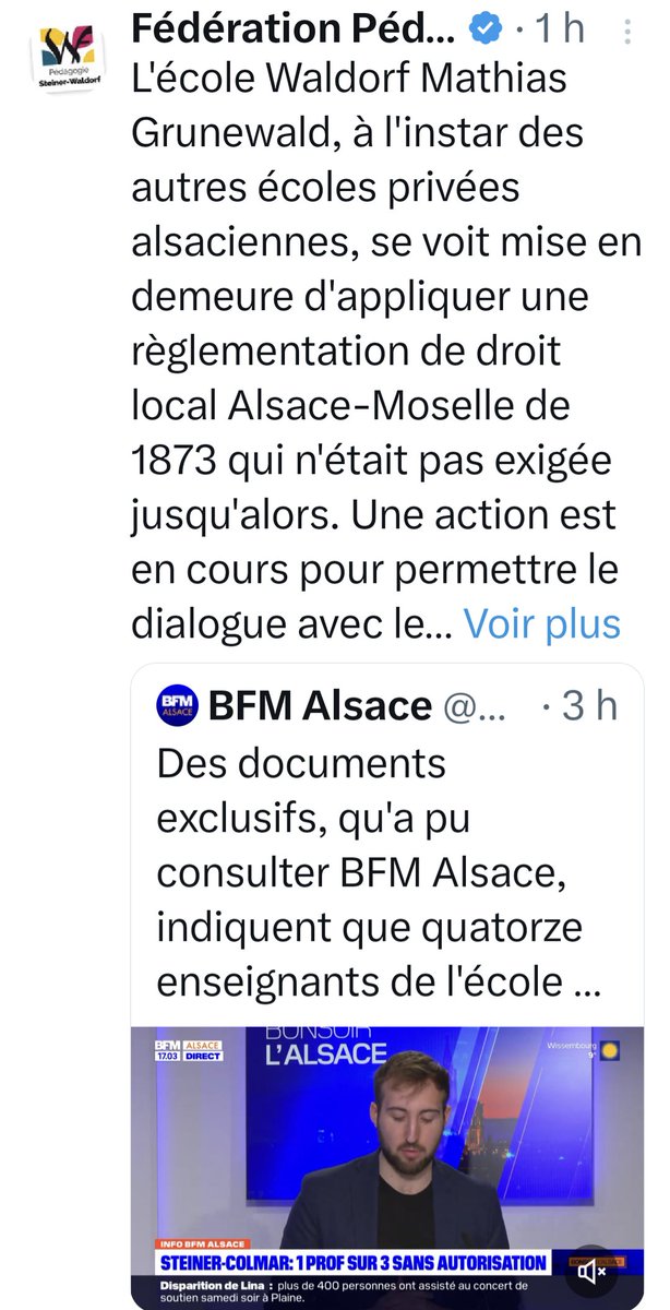 Alors en fait, la loi doit être respectée, elle n'a pas besoin d'être exigée.
Dans le rapport il n'y a pas moins de 9 articles de loi non respectés par l'école #Steiner de Colmar qui sont mentionnés !
Certains ont trait à la sécurité des enfants
#anthroposophie
#DérivesSectaires