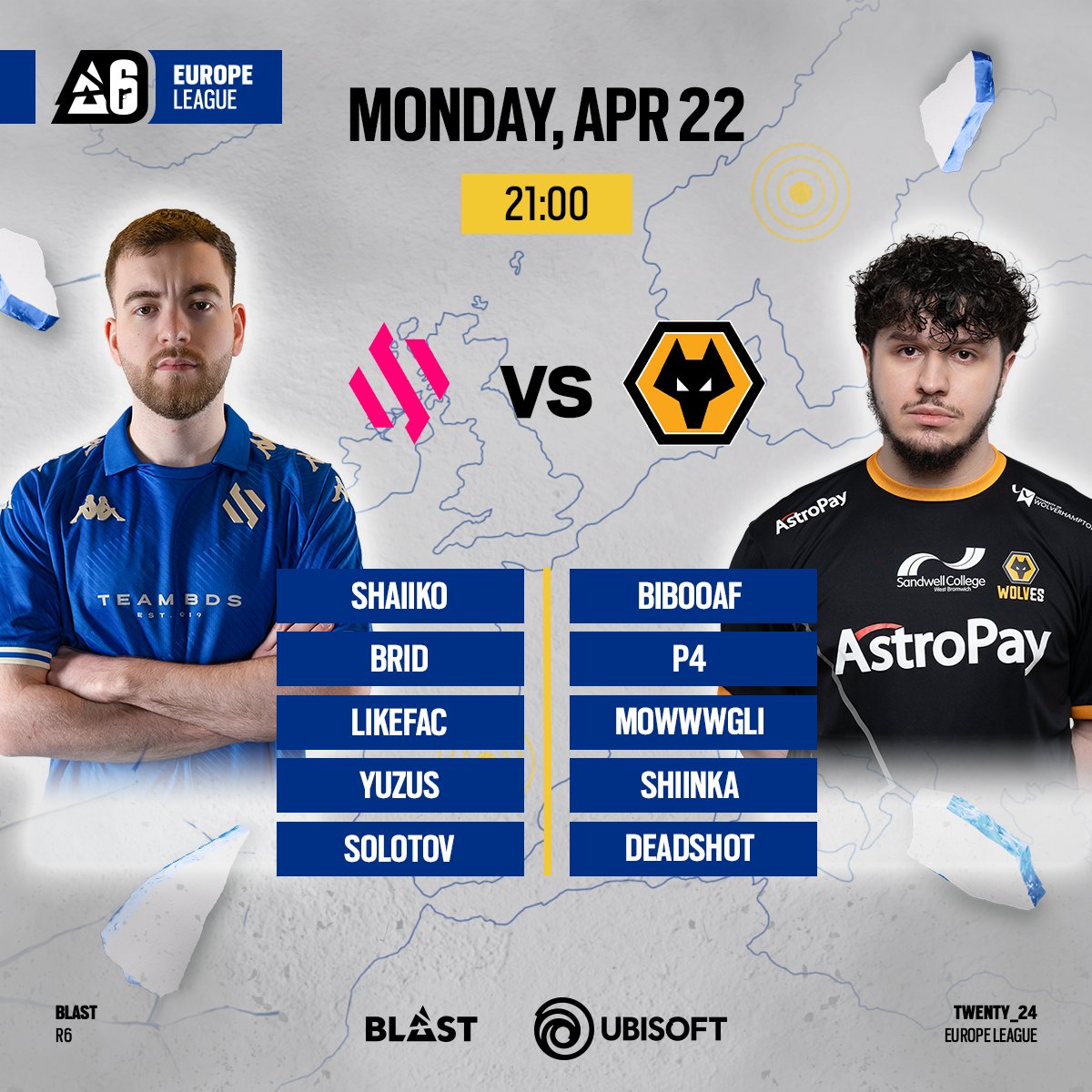 Is this the match Wolves finally take from BDS? We'll find out soon ⌛️ @TeamBDS 🆚 @WolvesEsports 🗺️: Clubhouse (WOL) → Skyscraper (BDS) → Labs 🗣️ @AceOfPyrite & @CaptainFluke | #R6EUL
