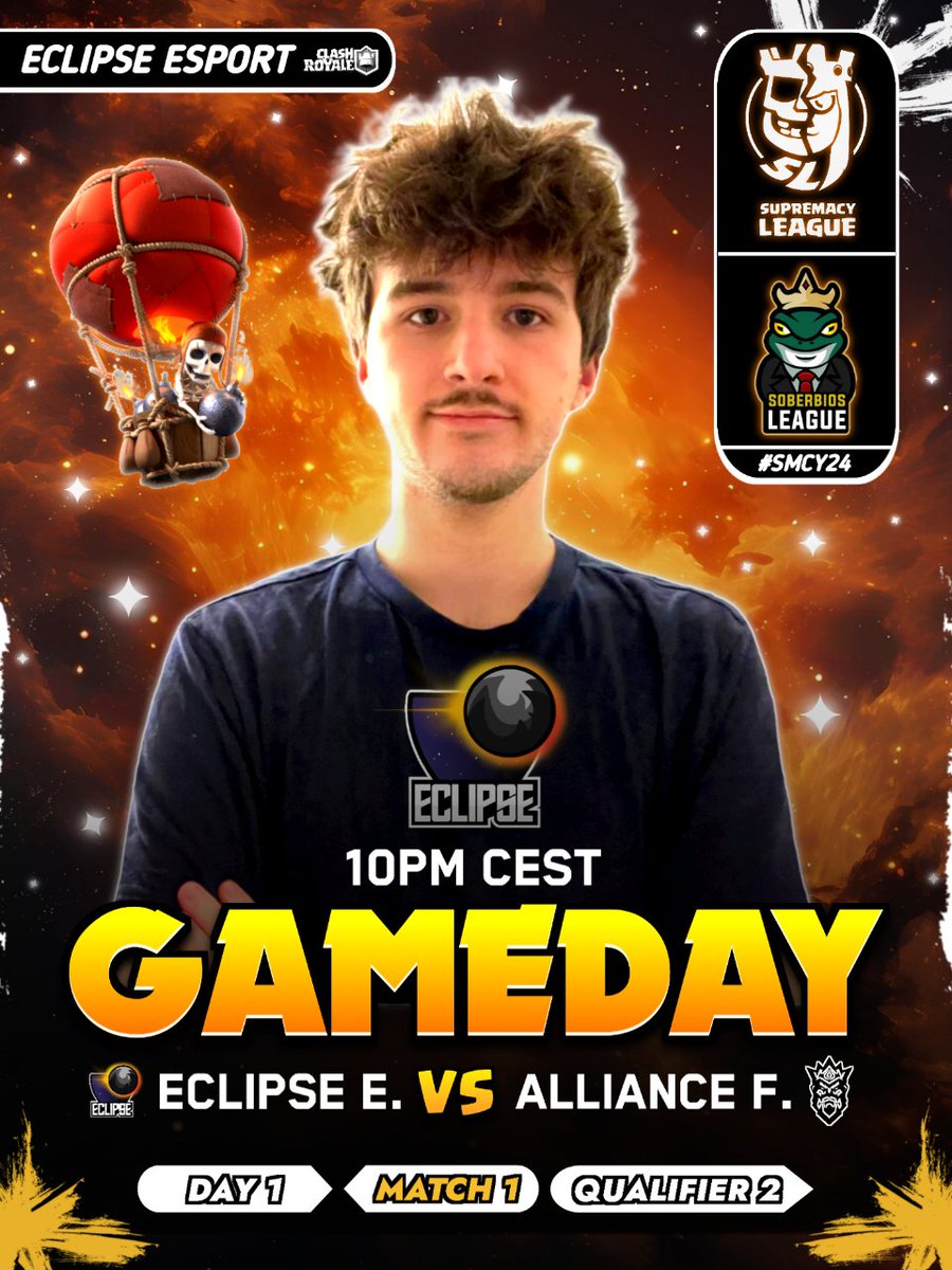 #CR || GAMEDAY🟠🟣 🏆 | @CR_Supremacy x @SoberbiosL_2024 first match 🆚 | @AllianceForceBR 🕘 | 10pm 🇫🇷 The qualifier 2 start soon ! We will take the victory home tonight ! #EclipseOnFire
