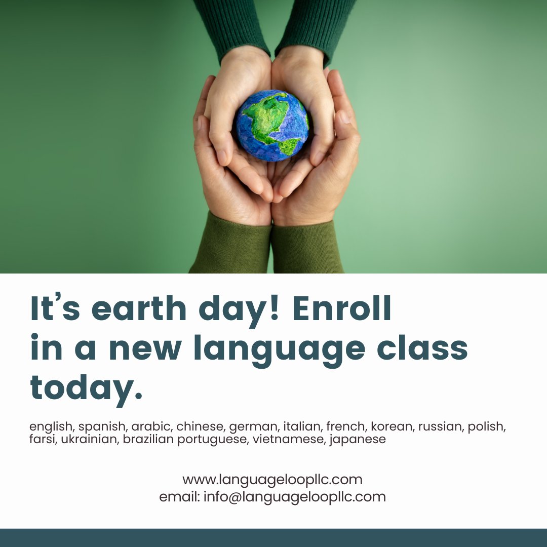 happy earth day! celebrate with language lessons! more info: languageloopllc.com/contact/ #NYC #NewYork #Chicago #Loop #Indiana #Seattle #stlouis #Ohio #Texas #michigan #languageschool #earthday