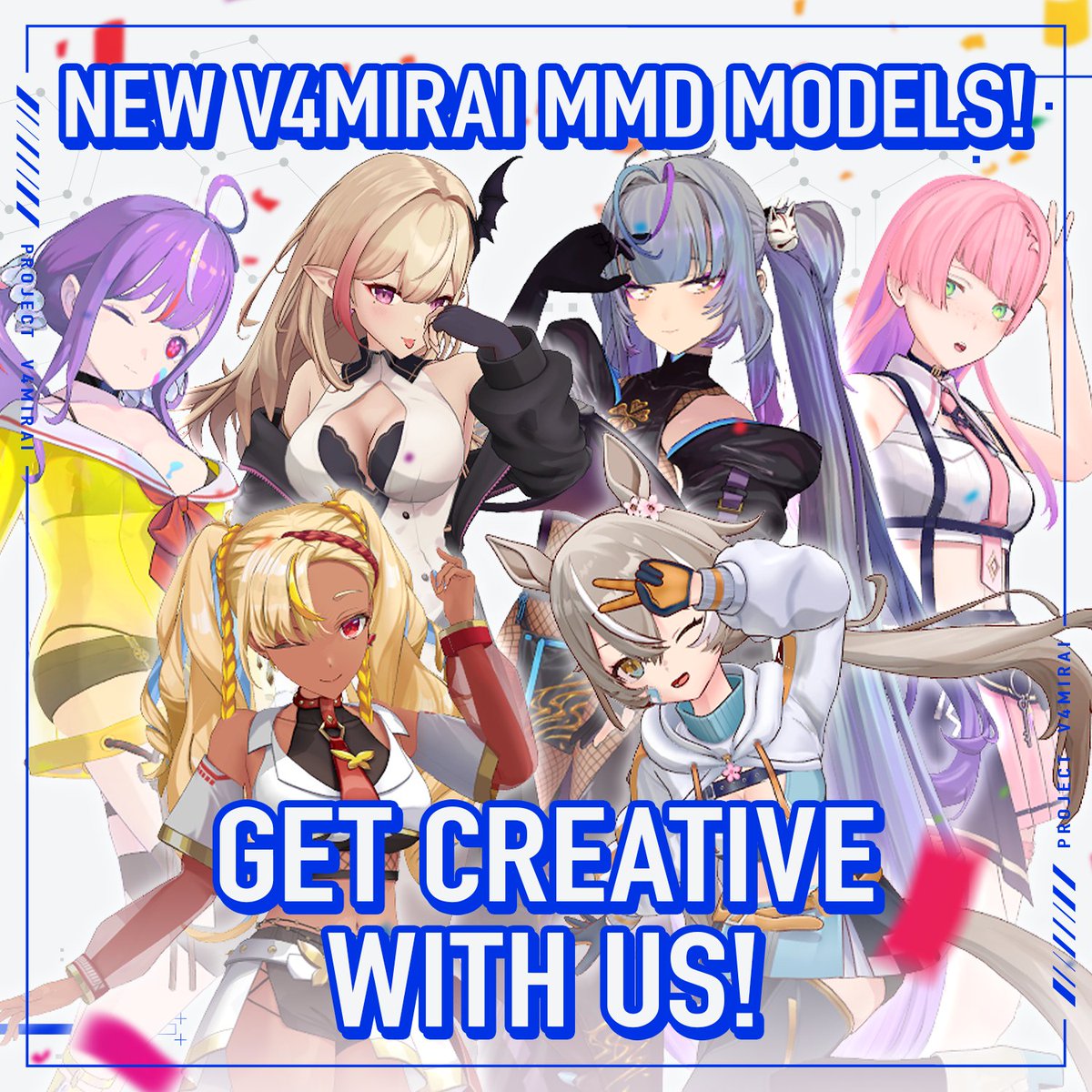 【 V4Mirai x MMD 】 As a thanks to those who’ve spent time with V4Mirai, we’re excited to share the MMD models of our talents! Everyone is looking forward to seeing what the brilliant V4Mirai community can do, so create away! 🎉 🔗 Details below.