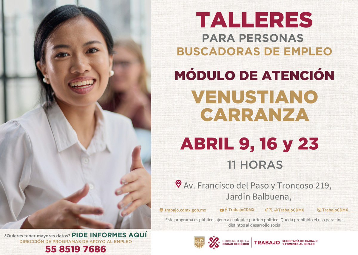 Inscríbete al taller gratuito, aquí podrás aprender a realizar tu entrevista laboral de forma exitosa y destacar tus habilidades correctamente en un CV 📄📈👌 📆 23 de abril a las 11 horas ✅ Regístrate: bit.ly/44RNU16 #TrabajoEnLaCiudad