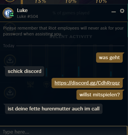 Simon99557535's tweet photo. @RiotSupportDACH 
Fühle mich extrem beleidigt dadurch, hoffe ihr könnt gegen sowas vorgehen, Dankee :) https://t.co/xBIqzmkAJy