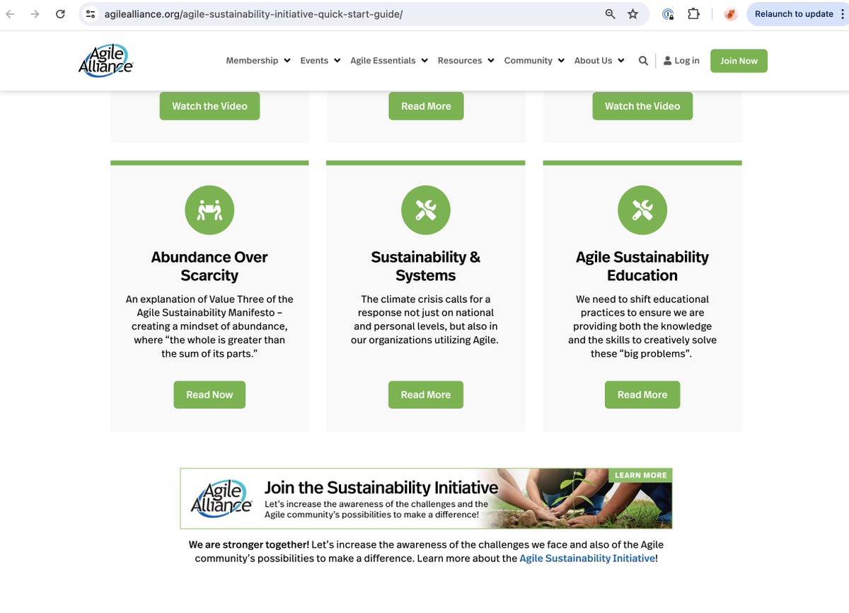 Iterative & Incremental approach at the @AgileAlliance #Sustainability Initiative. LATEST on intersection with Education lnkd.in/ewhKuYcs (+ lasts seats for Thursday > lnkd.in/eWPmN32j ) +150 signatories of the Agile Sustainability manifesto lnkd.in/eHrfnVmb