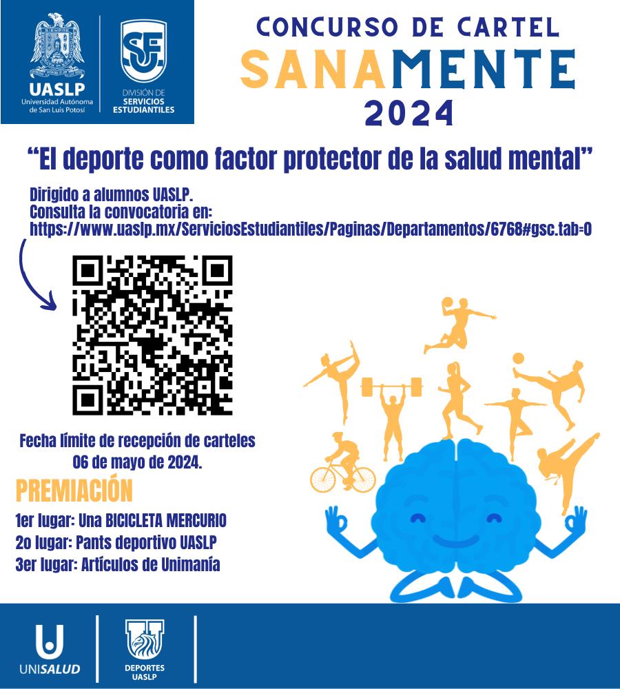 SEST_UASLP's tweet photo. 🔵CONCURSO DE CARTEL SANAMENTE 2024📷📷https://t.co/URwj2EZnEn… #UASLP #UNISALUD #ÁguilasUASLP #EstrategiaNacionaldePrevencióndeAdicciones https://t.co/tW0YYKiMky