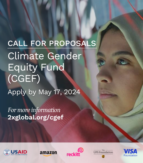 🌍Celebrating #EarthDay! The second round of funding under the Climate Gender Equity Fund (CGEF) is now open. CGEF is a joint public-private partnership led by @USAID, with founding members Amazon, Reckitt, The UPS Foundation and Visa Foundation. More: 2xglobal.org/cgef.